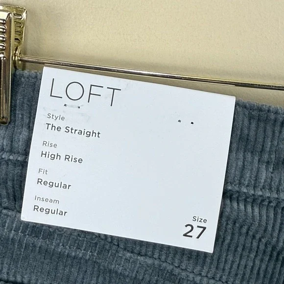 NWT LOFT The Straight High Rise Gray Corduroy Pants Womens Sz 27 - Picture 5 of 5